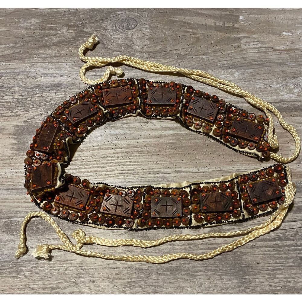Cach’e Vintage Deadstock Wood Beaded Boho Western Women’s Belt